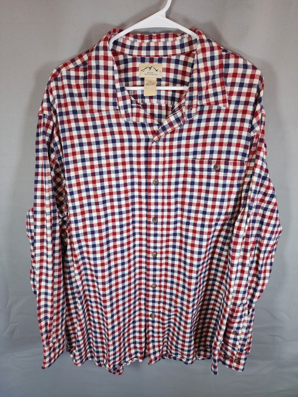 Blue Mountain Casual Red, Blue & White Check Button-Down Shirt
